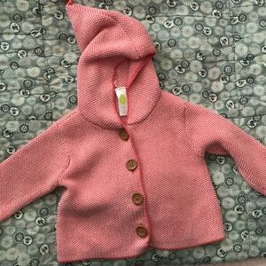 Stem baby sweater coral and white 9 months